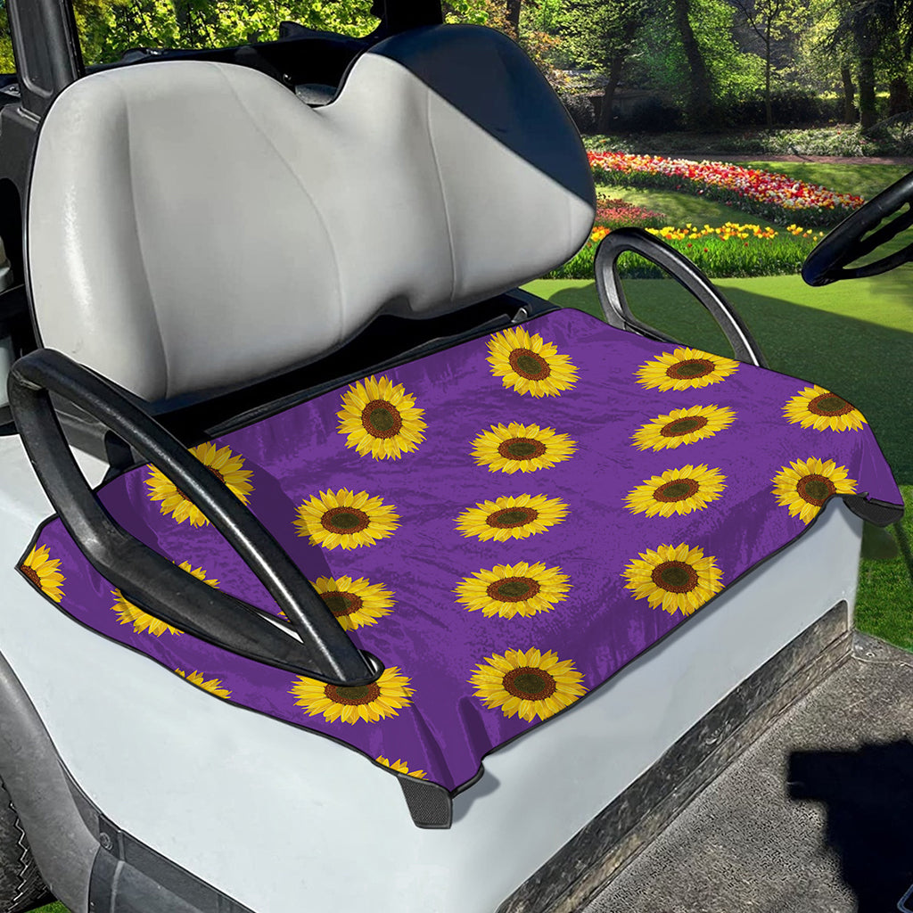 Purple Sunflower Pattern Print Golf Cart Seat Cover