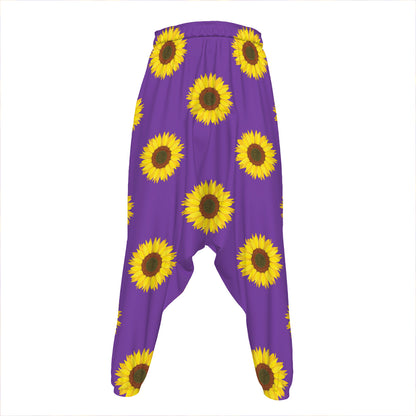 Purple Sunflower Pattern Print Hammer Pants