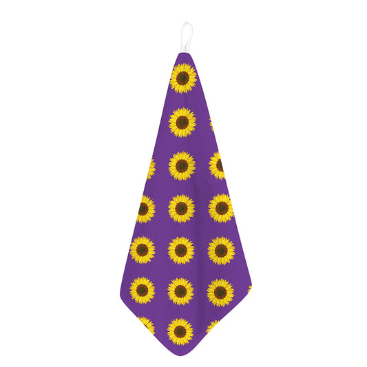 Purple Sunflower Pattern Print Hand Towel