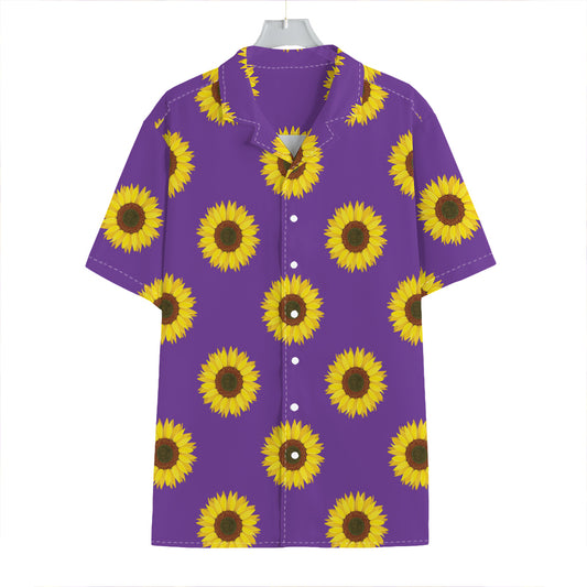 Purple Sunflower Pattern Print Hawaiian Shirt