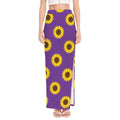 Purple Sunflower Pattern Print High Slit Maxi Skirt