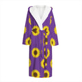 Purple Sunflower Pattern Print Hooded Bathrobe
