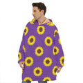 Purple Sunflower Pattern Print Hoodie Blanket