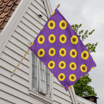 Purple Sunflower Pattern Print House Flag