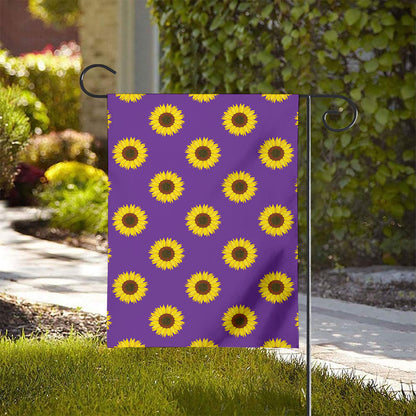 Purple Sunflower Pattern Print House Flag