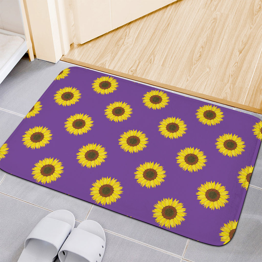 Purple Sunflower Pattern Print Indoor Door Mat