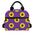 Purple Sunflower Pattern Print Insulated Lunch Bag