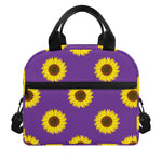 Purple Sunflower Pattern Print Insulated Lunch Bag