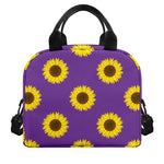 Purple Sunflower Pattern Print Insulated Lunch Bag