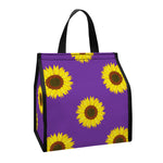 Purple Sunflower Pattern Print Insulated Lunch Tote
