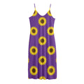 Purple Sunflower Pattern Print Jersey Midi Cami Dress