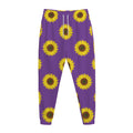 Purple Sunflower Pattern Print Jogger Pants