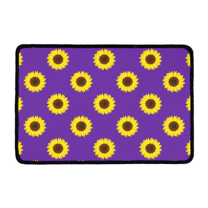 Purple Sunflower Pattern Print Kitchen Mat
