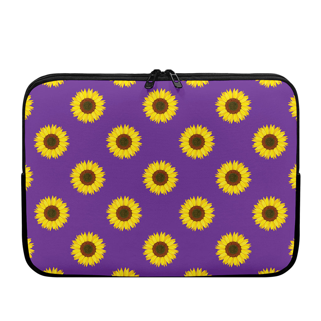 Purple Sunflower Pattern Print Laptop Sleeve