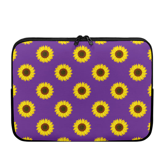 Purple Sunflower Pattern Print Laptop Sleeve
