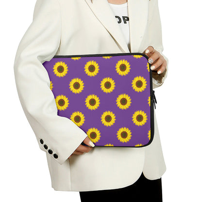 Purple Sunflower Pattern Print Laptop Sleeve