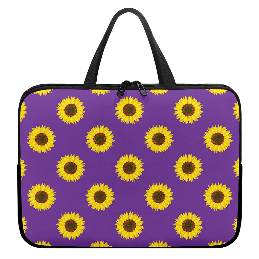 Purple Sunflower Pattern Print Laptop Sleeve With Handle
