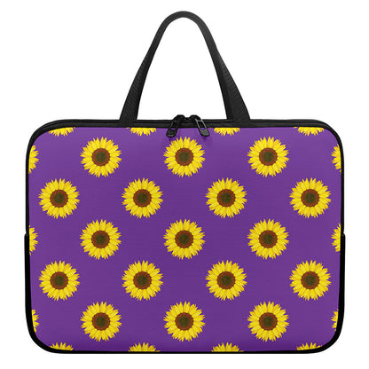 Purple Sunflower Pattern Print Laptop Sleeve With Handle