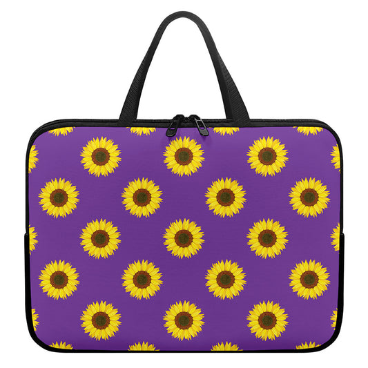 Purple Sunflower Pattern Print Laptop Sleeve With Handle