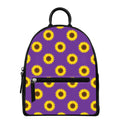 Purple Sunflower Pattern Print Leather Backpack