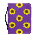 Purple Sunflower Pattern Print Leather Bible Cover