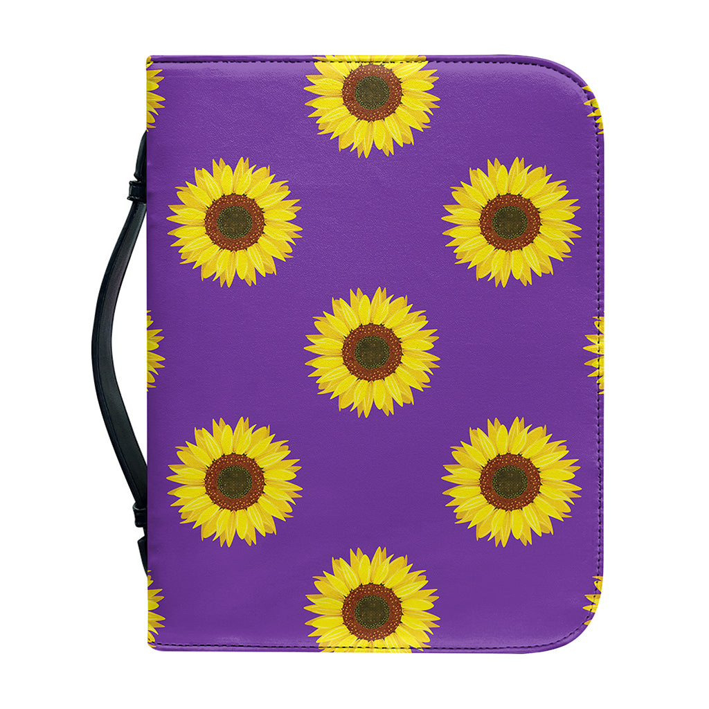 Purple Sunflower Pattern Print Leather Bible Cover