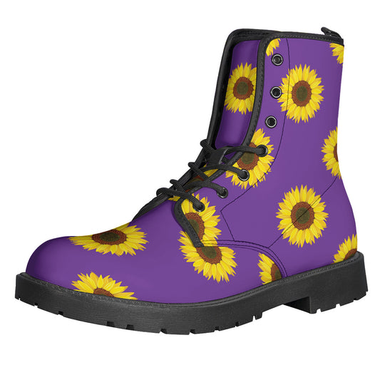 Purple Sunflower Pattern Print Backpack