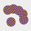 Purple Sunflower Pattern Print Leather Coaster Set