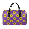 Purple Sunflower Pattern Print Leather Duffel Bag