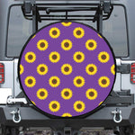 Purple Sunflower Pattern Print Leather Spare Tire Cover