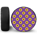 Purple Sunflower Pattern Print Leather Spare Tire Cover