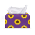 Purple Sunflower Pattern Print Leather Tissue Box Cover