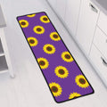 Purple Sunflower Pattern Print Long Kitchen Mat