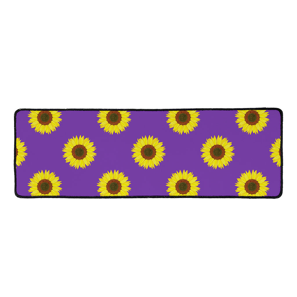 Purple Sunflower Pattern Print Long Kitchen Mat
