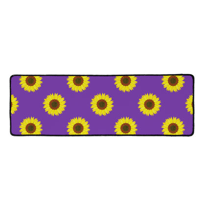 Purple Sunflower Pattern Print Long Kitchen Mat