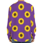 Purple Sunflower Pattern Print Long Sleeve Baseball Jersey