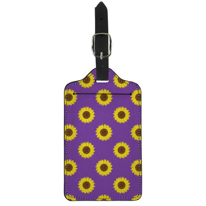 Purple Sunflower Pattern Print Luggage Tag