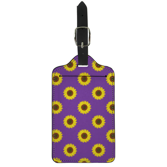 Purple Sunflower Pattern Print Luggage Tag