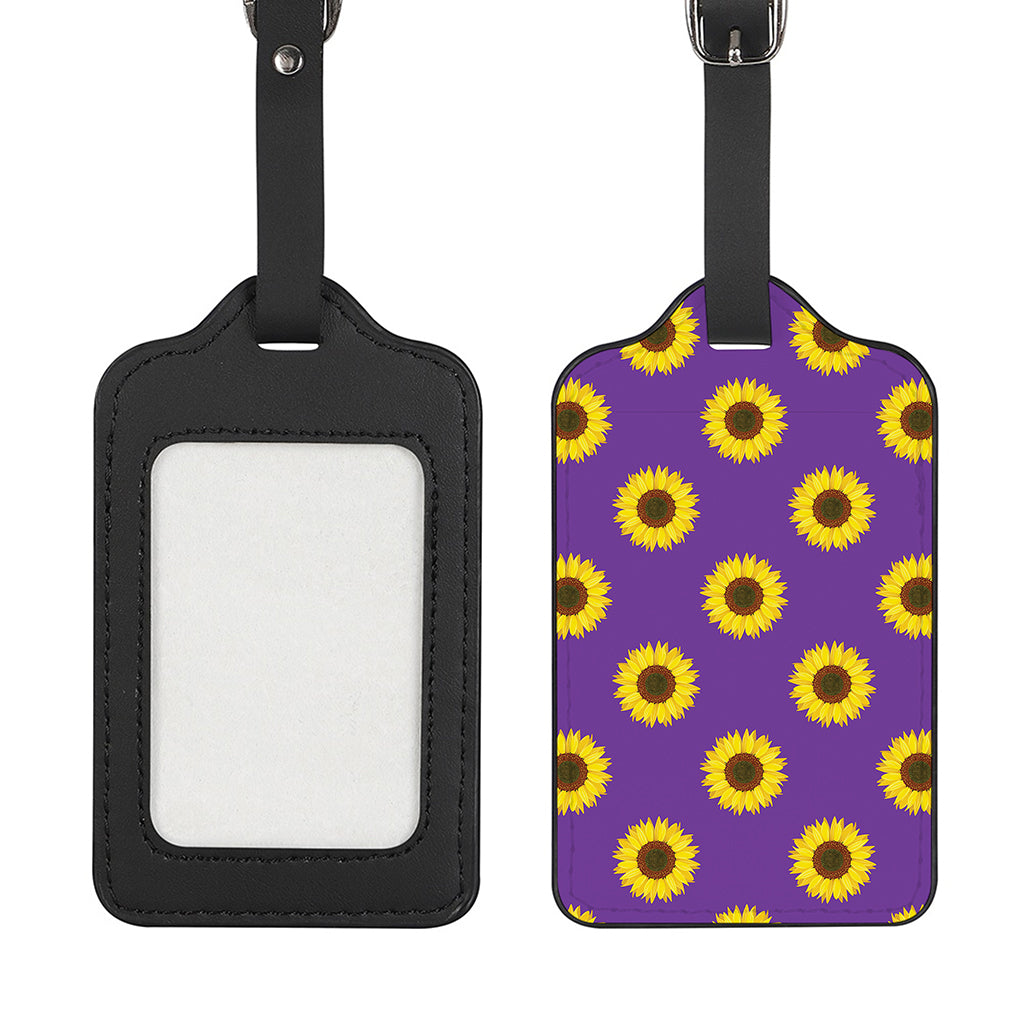 Purple Sunflower Pattern Print Luggage Tag