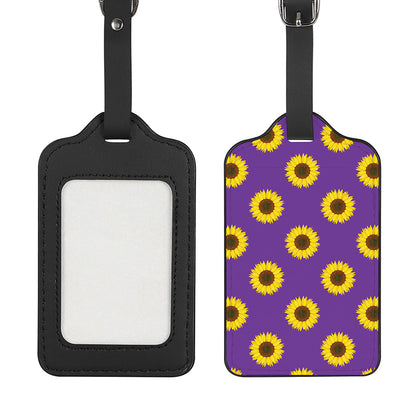 Purple Sunflower Pattern Print Luggage Tag