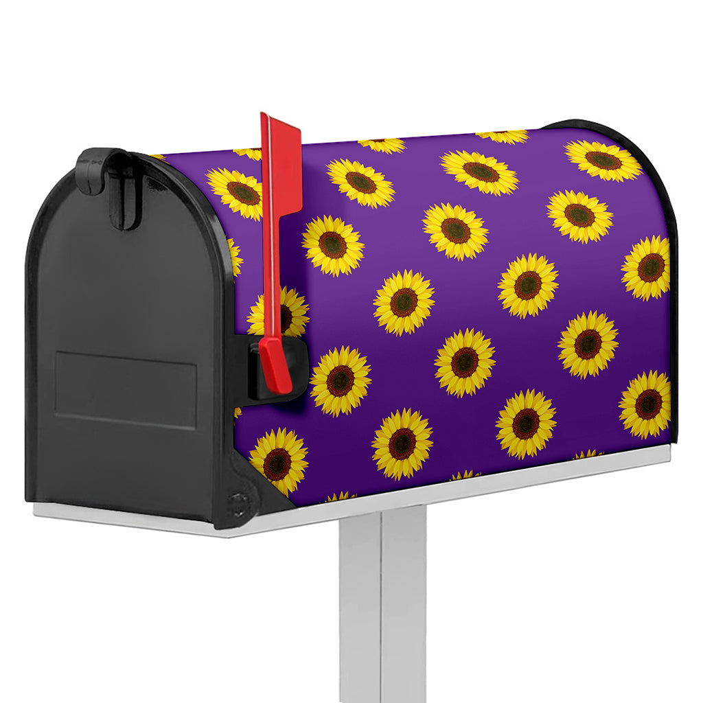 Purple Sunflower Pattern Print Mailbox Cover