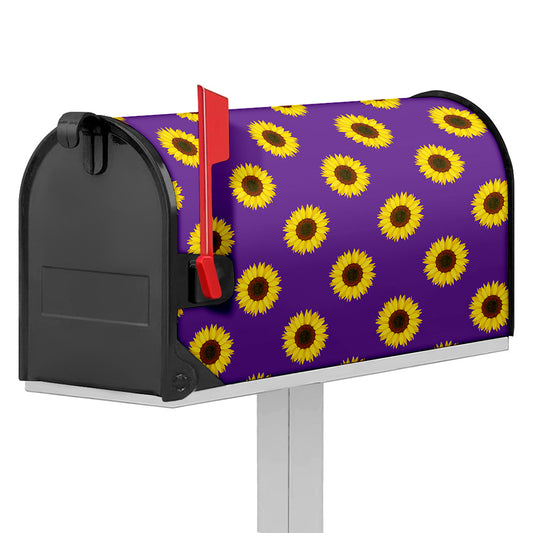 Purple Sunflower Pattern Print Mailbox Cover