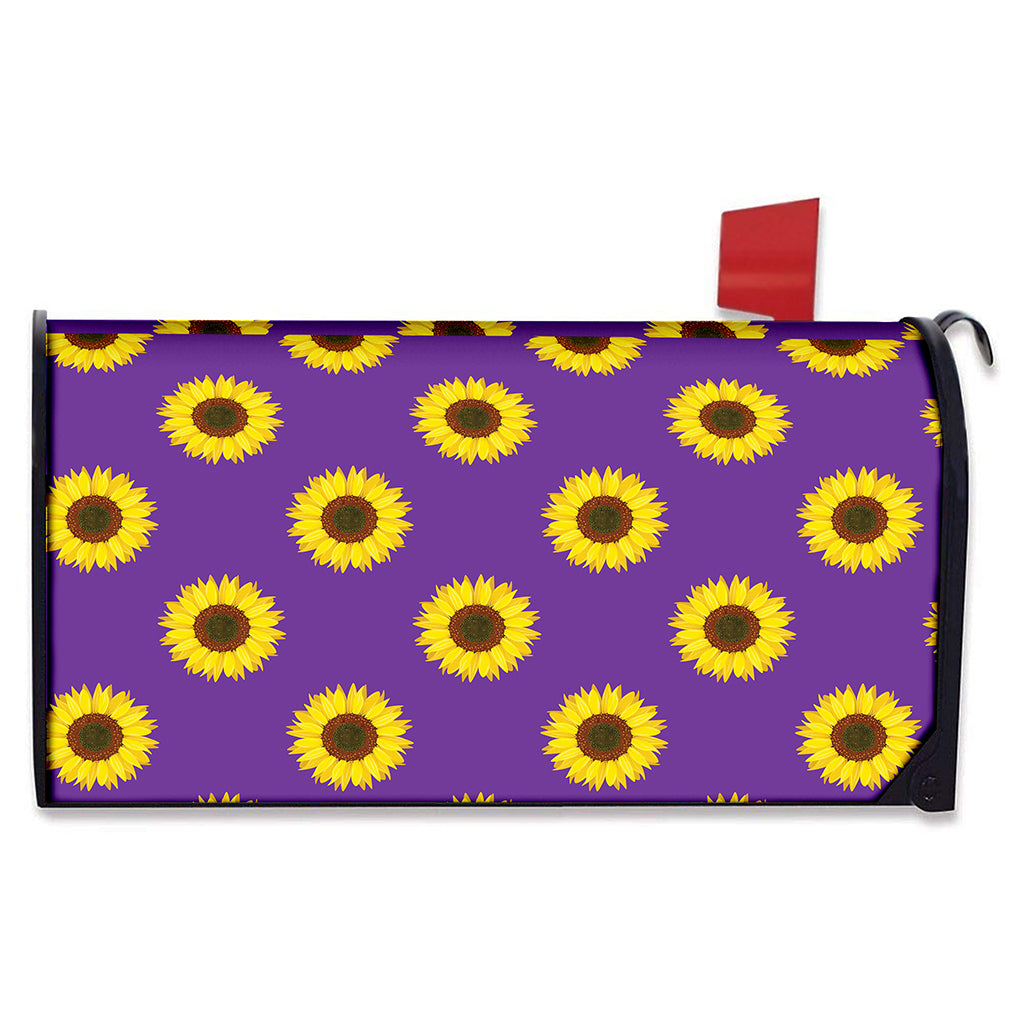 Purple Sunflower Pattern Print Mailbox Cover