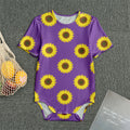 Purple Sunflower Pattern Print Men's Bodysuit