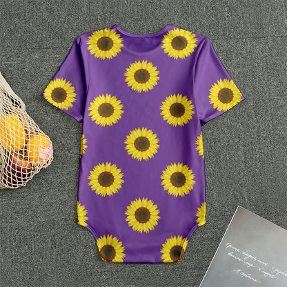 Purple Sunflower Pattern Print Men's Bodysuit