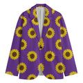 Purple Sunflower Pattern Print Men's Cotton Blazer