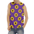 Purple Sunflower Pattern Print Men's Fitness Tank Top