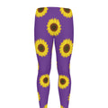 Purple Sunflower Pattern Print Men's Leggings