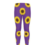 Purple Sunflower Pattern Print Men's leggings