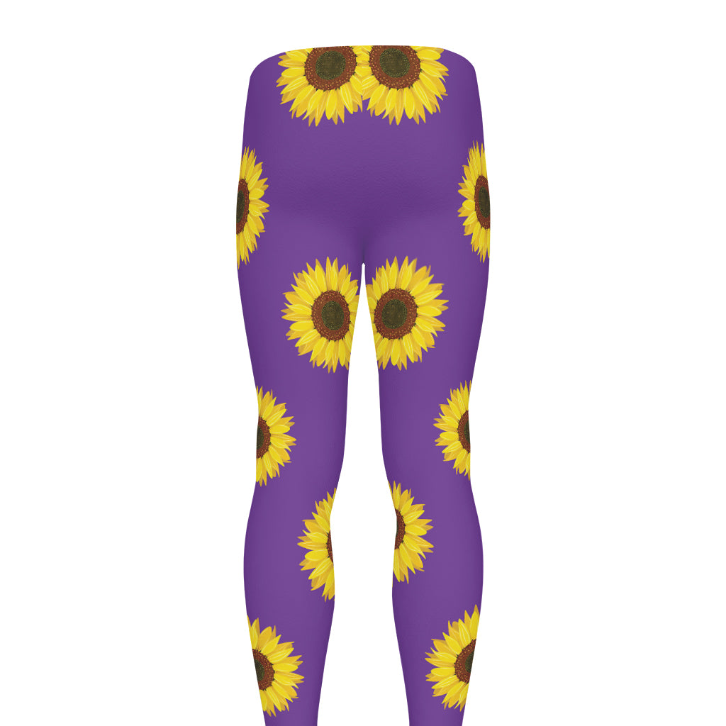 Purple Sunflower Pattern Print Men's leggings